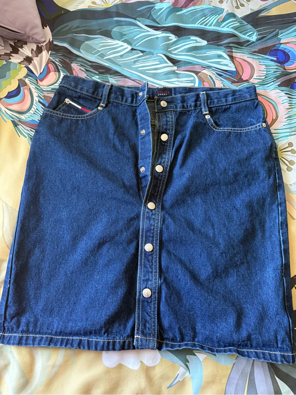 Tommy Hilfiger Blue Button-Front Denim Midi Skirt
